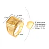 Fashion Mens Eagle Ring Gold Tone rostfritt stål Square Top med strålar Signet Ring Heavy Animal Band238o