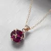 Brand New 12Pcs/Lot Luckyshine Rose Gold Red Gems Clusters Crystal Gems Pendant Bride Wedding Jewelry CZ Pendant Necklaces Gift