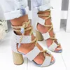 Hot Sale-Oeak New Summer Heel Pointed Fish Mouth Sandals Woman Lace Up Women Platform 2019