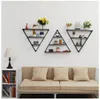 Metal shelf on the wall Creative iron art Bedroom Furniture hanging triangular Decorative clapboard Flower rack