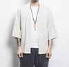 2019 Cotton Linen Shirt Jackets Men Chinese Streetwear Kimono Shirt Coat Men Linen Cardigan Jackets Coat Plus Size 5XL