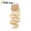 613 Blond Top Lace Closures Brazilian Virgin Hair Extensions Body Wave 4x4 5x5 100% Human Hair Closure with Bleached Knots