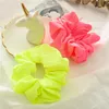 2019 Feminino Néon Scrunchies Elásticos Laços de Cabelo Menina Cor Sólida Suportes de Rabo de Cavalo Cor Fluorescente Brilhante Acessórios de Cabelo Feminino