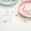 S1362 Hot Fashion Jewelry 6pcs Bracelet Set Arrow Diamond Water Drop Compass Broken Pine Stone V Bangle Chain Bracelet