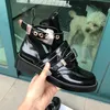 Hot Sale- Newest High Quality Boots Women Casual Metal Buckle Ankle Women Martin Boots Casual Patent leather Western Boots British Style