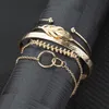 Fashion Ins Style Multi-Layer Gold And Silver Cuff Chian Bracelet with Leaves Bracelet for Women Girl Link Jewelry