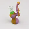 Mini sherlock bubbler 12cm obrännbar silikon tobaksrör med glasskål Fler färger för vaxolja torr ört Bong Gratis DHL