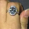 Solitaire bague de promesse grande pierre Cz 925 argent déclaration bagues de fiançailles pour femmes bijoux de doigt de mode de mariée