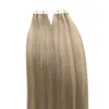 Ryska tejp i hårförlängningar 100% Remy Human Hair 14 " - 24" Indian Natural Straight