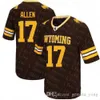 Pas cher hommes personnalisés Wyoming Cowboy 17 Josh Allen College Football marron blanc Stitcehd maillots en gros S-3XL6473874