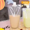 Disposable Beverage Bag Juice Letters Printed Juice Fruit Milk Tea Bag with Nozzle 300ml/400ml/500ml Juice Milk Tea Bags