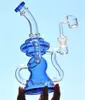 Vaso de cristal azul Bong Bong Cámara único aceite Dab Rigs Vaso Base de reciclaje de tuberías de vidrio con agua de 14 mm Conjunto