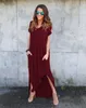 Women Long Loose Maxi Dresses Summer Solid Color Floor Length Casual Dresses Womens Clothing256U