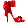 Hot Sale-summer evening dress shoes sandals peep toes red satin bowtie stiletto heel T show footwear