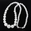 WOJIAER pierre gemme blanche 6-14mm perles rondes graduées femmes collier 17,5 pouces brin bijoux F3017