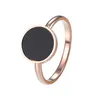 Nouveau Design marque anneau pour femmes titane acier noir émail trois larges couleur or Rose beauté Anillos femme anneaux bijoux cadeau