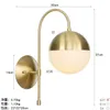 Minimalist Copper Brass Wall Light Lamp Led Bedside Toilet Bathroom Reading Wall Light Led Sconce Modern Simple Gold Wall Light