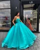 2022 Bollklänning Quinceanera Klänningar Ruched Corset Burnt Organza Lace Up Back Puffy Long Sweet 16 Dresses V Neck Formell Prom Evening Gowns