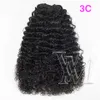 Brasiliansk 100% Virgin Human Hair Natural Black Afro Kinky Curly Straight Drawstring Ponytails 120g Clip i Horsetail Hårförlängningar