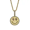 Zmocany Uśmiechnięty naszyjnik wiszący twarz z 4 mm łańcuch tenisowy Złoty Srebrny Bling Cubic Zircon Men039S Biżuter