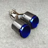 1 PCS Y Model Twill Glossy Grilled Blue Exhaust Pipe Muffler tips Fit for all cars Stainless Steel Nozzles