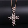 Naszyjniki wisiorek lodowe z cyrkonu sześciennego Rhombus Big Cross wisianty Naszyjnik dla mężczyzn Prezenty Bling Hip Hop Jewelry257D