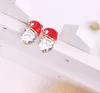 Kerst Oorbellen Santa Claus Studs Ingelegd met Zirkoon voor Dames Kerstdecoraties Vrouwelijke Kerst Party Sieraden GB1370