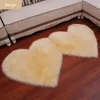 Shaggy Shag Tapetes de piso Faux Fur Double Heart Forma Fluffy Tapetes para cadeira de assento PAD Home Deco