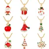 Nouveau Noël Pendentif Collier Père Noël Cerf Arbre De Noël Chaussette Bonhomme De Neige Mélange Cristal Qualité Cadeau pour Enfants Femmes Bijoux De Noël