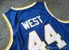 NCAA West Virginia Mountaineers #44 Jerry West College Jerseys Retro high School Basketbal blauw Gestikt Vintage Jersey S-XXL drop shipping