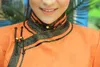 Orange färg mongoliet nationalitet kostym kvinnlig mode klänningar mongoliet deer suede cashmere familj levande robe kläder liv flicka