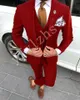 Красивый One Button Groomsmen Пик нагрудные Groom Tuxedos Мужские костюмы венчания / Prom / Dinner Best Man Blazer (куртка + брюки + Tie + Vest) W25