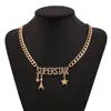 Gros-designer de luxe exagéré chaîne en métal mignon diamant lettre étoile tour pendentif tour de cou déclaration collier pour femme