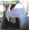 Ali d'angelo bianche del modello bellissimo servizio fotografico di matrimonio prop Piuma d'oca fata pieghevole per la decorazione della festa di Dancing Halloween Bar