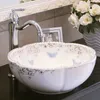Europa vintage stil konst tvättställ keramisk räknare topp tvättställ badrum sänkor porslin fartyg badrum sänkor