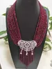 Hot sell new natural 9 rows 2x4mm red jade micro inlay zircon pendant tassel necklace fashion jewelry