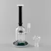 Bong compact pour plate-forme pétrolière pour narguilé de 8 pouces : conduite d'eau en verre élégante avec perc à col noir en vert