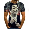 Wydrukowano T Shirt Men Joker Face Męski Tshirt 3D Clown Krótki Rękaw Śmieszne Koszule Topy Tees XXS-6XL