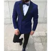 Nova marca Double Breasted Azul Marinho Noivo Smoking Pico Lapela Men Ternos de Casamento / Prom / Jantar Melhor Homem Blazer (Jacket + Pants + Tie) W324