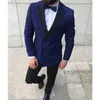 Brandneuer zweireihiger marineblauer Bräutigam-Smoking mit spitzem Revers für Herren, Hochzeit/Abschlussball/Abendessen, Trauzeugen-Blazer (Jacke + Hose + Krawatte) W324