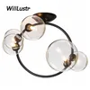 Kreativ glasbubbla taklampa Minimalistisk järnring Hotell Restaurang Bar Lobby Aisle Balkong Bedroom Light Luxury Lighting