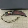 1 pièces couteau à griffe Karambit à lame fixe VG10 lames en acier damas pleine Tang aciers manche enony avec gaine en cuir