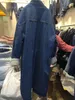 giacca da trincea lunga in denim da donna all'ingrosso moda hip hop di alta moda invernale in cashmere spesso jean trench giacca a vento soprabito maschile