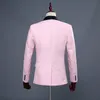 Erkek Bir Düğme Şal Yaka Çiçek Jakarlı 3 adet Suits 2019 Yepyeni Düğün Damat Balo Smokin Suit Erkekler Terno Masculino Pembe