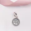 Andy Jewel 925 Sterling Silber Perlen, die sich drehen, Pandora-Baum des Lebens, baumelnde Charm-Charms, passend für europäische Schmuckarmbänder im Pandora-Stil