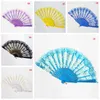 Gift Fan Rose Flower Hand Fans Folding Fan Spanish Lace Fans Hand Hold Chinese Dance Fan Party Gift Fans 10 Colors Wholesale VT0389