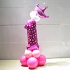 1 Set Blue Różowy Numer Foliowy Balon Zagęścić Lateksowe Balony Powietrza Z Koronną Rocznicą Baby Shower Kids Urodziny Dekoracja
