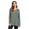Women's clothing cotton Casual Long sleeves round neck Shirt 6 colors Tee Tops Large size double row button collage T-shirt M121