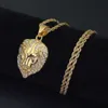 Hurtowa biżuteria ze stali nierdzewnej biżuteria Hip Hop Lion Head Naszyjnik z 3mm 24-calowym łańcuchem linowym SN120
