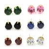 Wholesale Creative Imitation Zircon Ear Studs Multi Color Crystal Small Earring Ornaments Women Popular Electroplate Jewelry